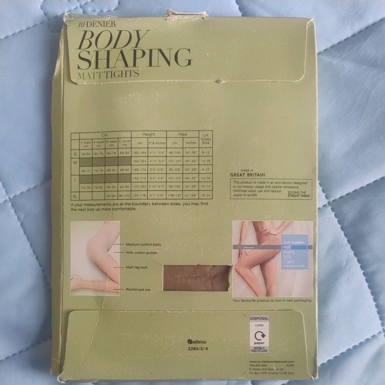 M&S 10 Den Bodyshaping Matt Tights, Size Small in Illusion 2 x Pack