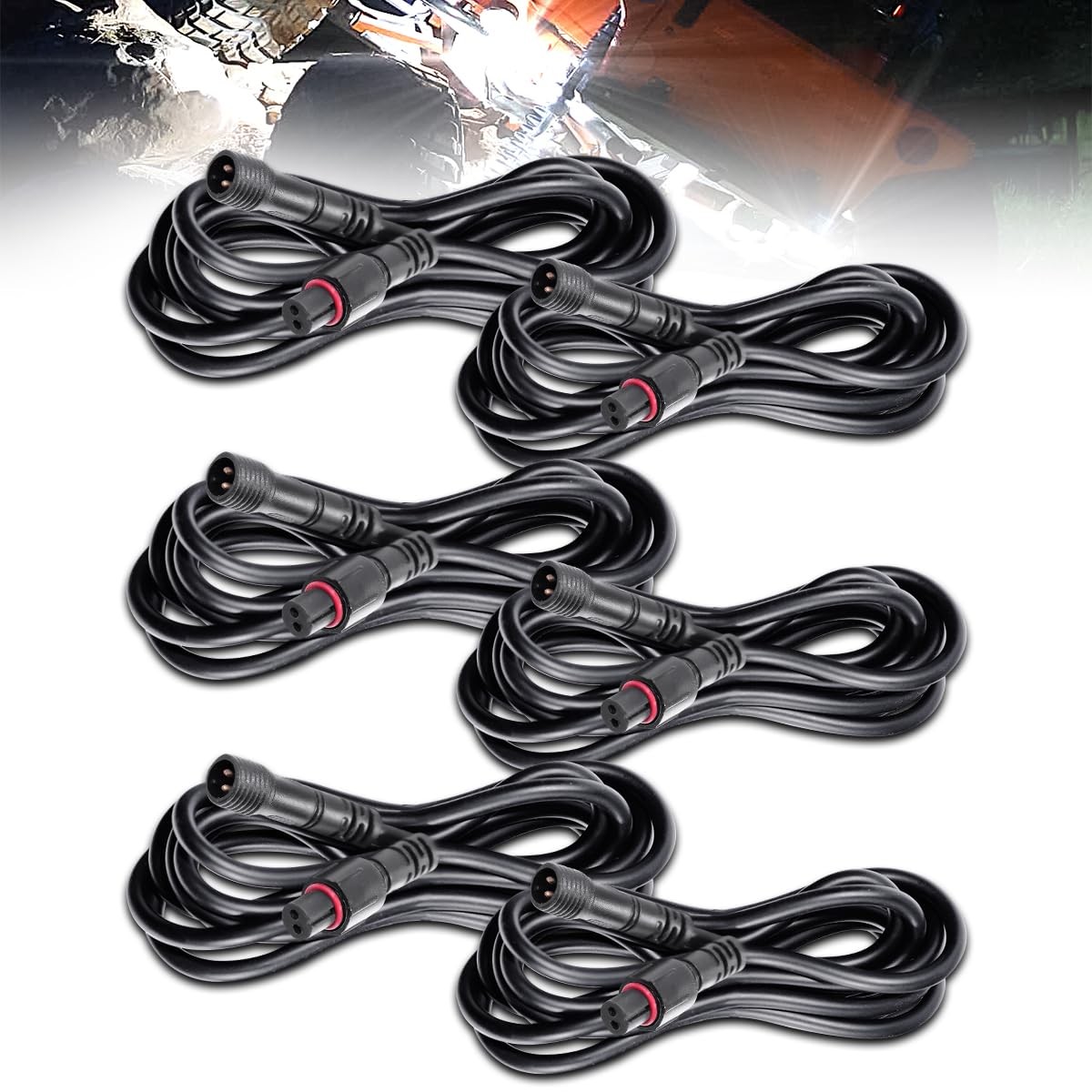 LEDMIRCY LED Rock Lights 2 Pins 6PCS Extension Cable