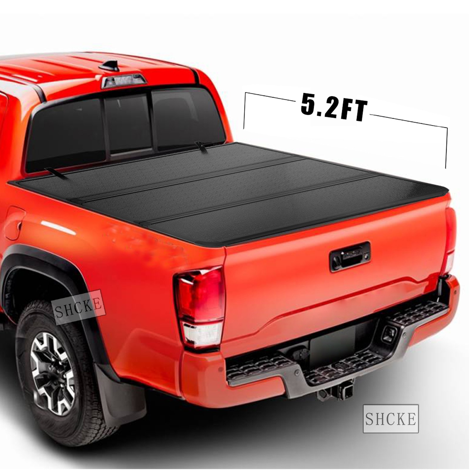 3-Fold 5.2FT Bed Hard Tonneau Cover For 2016-2024 Toyota Tacoma Truck w/ Lamp