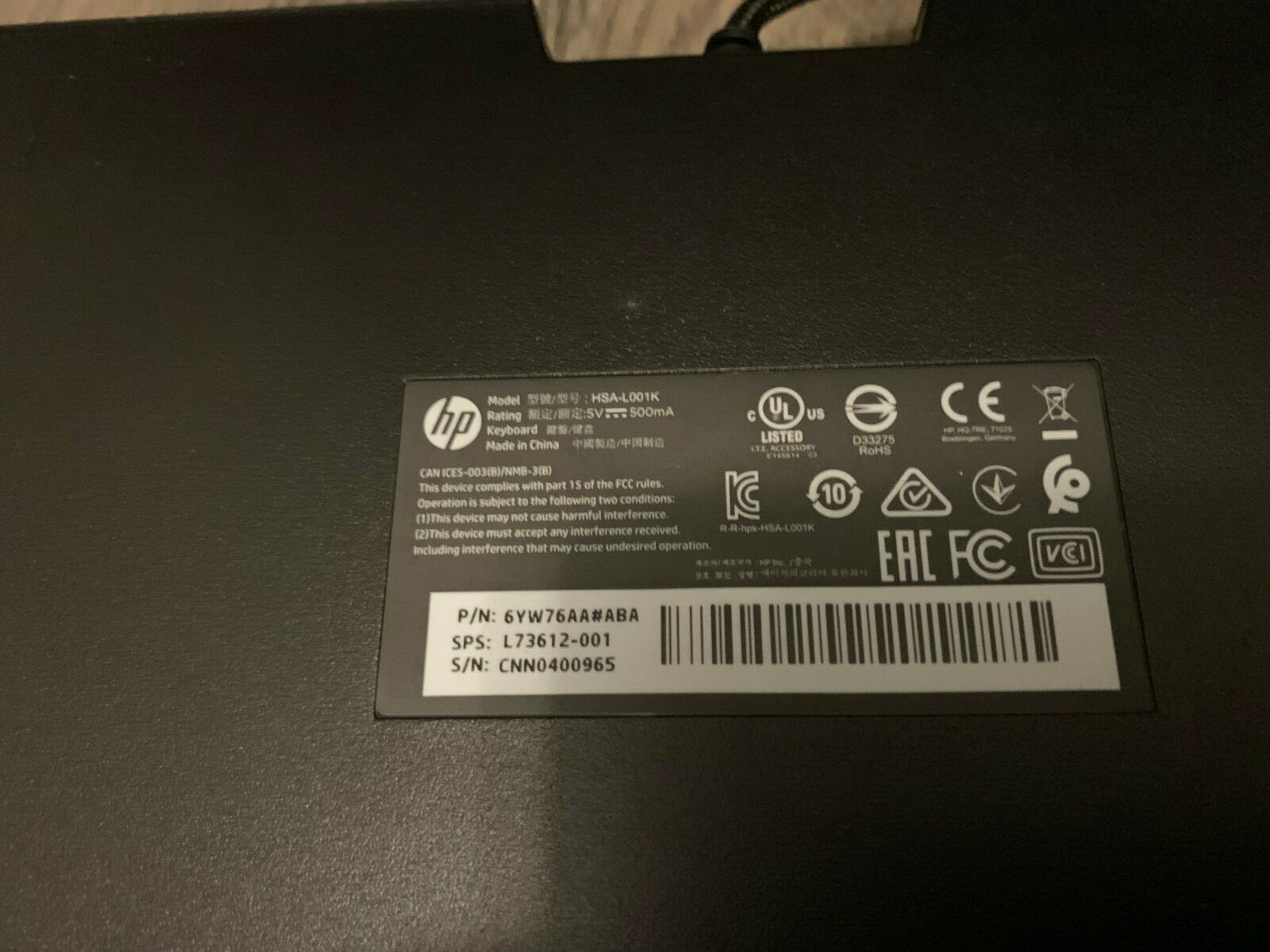 HP OMEN Encoder BACKLIT GAMING KEYBOARD KEYCAPS KEYS (HSA-L001K)