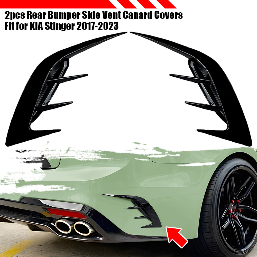 For KIA Stinger 2017-2023 2Pcs Gloss Black Rear Bumper Side Vent C Canard Covers