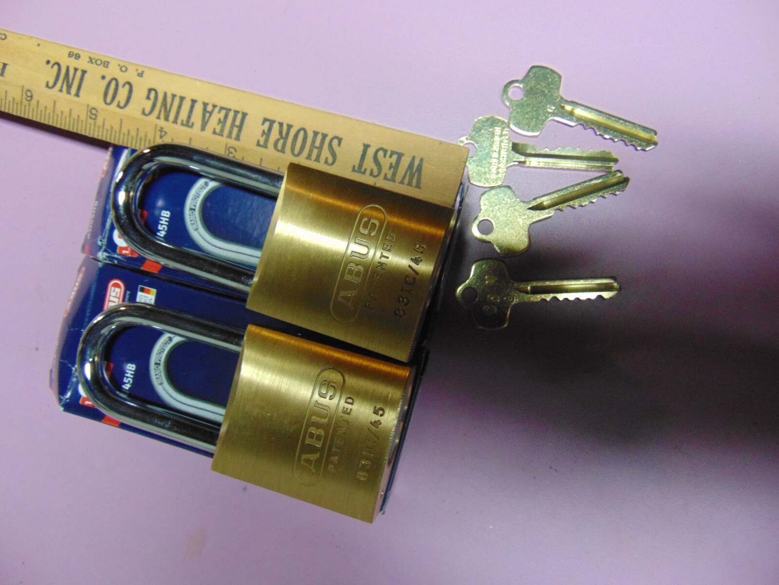 2 NEW ABUS IC BEST CYL. WITH G CORE AND 1 CORE AND 3 KEYS PADLOCK     LOCKSMITH