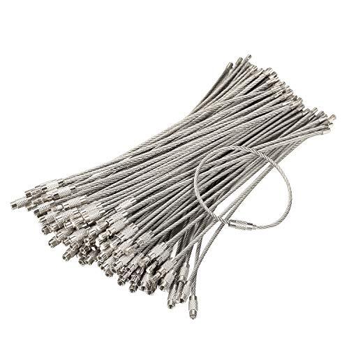 Pack (100) Stainless Steel Wire Keychains Cable, Key Rings, Heavy Duty Luggag...