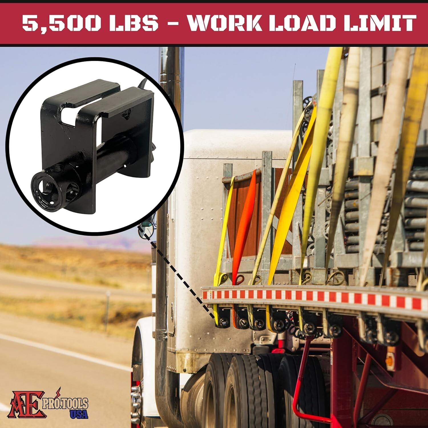 Sliding Winch Strap for Double L Track,Flatbed Trailer Truck Winches,HD 5Pc Pack