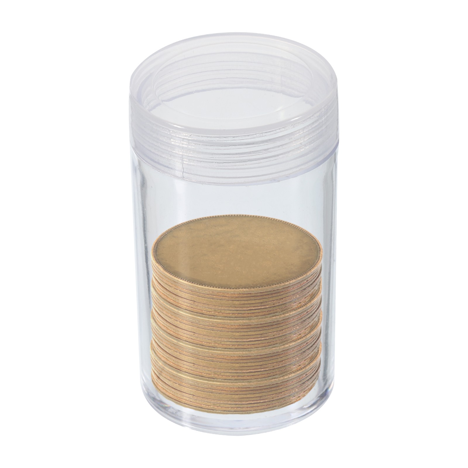 Round Coin Tubes, 5 Pack Coin Storage Tubes with Storage Box Plastic Coin Holder