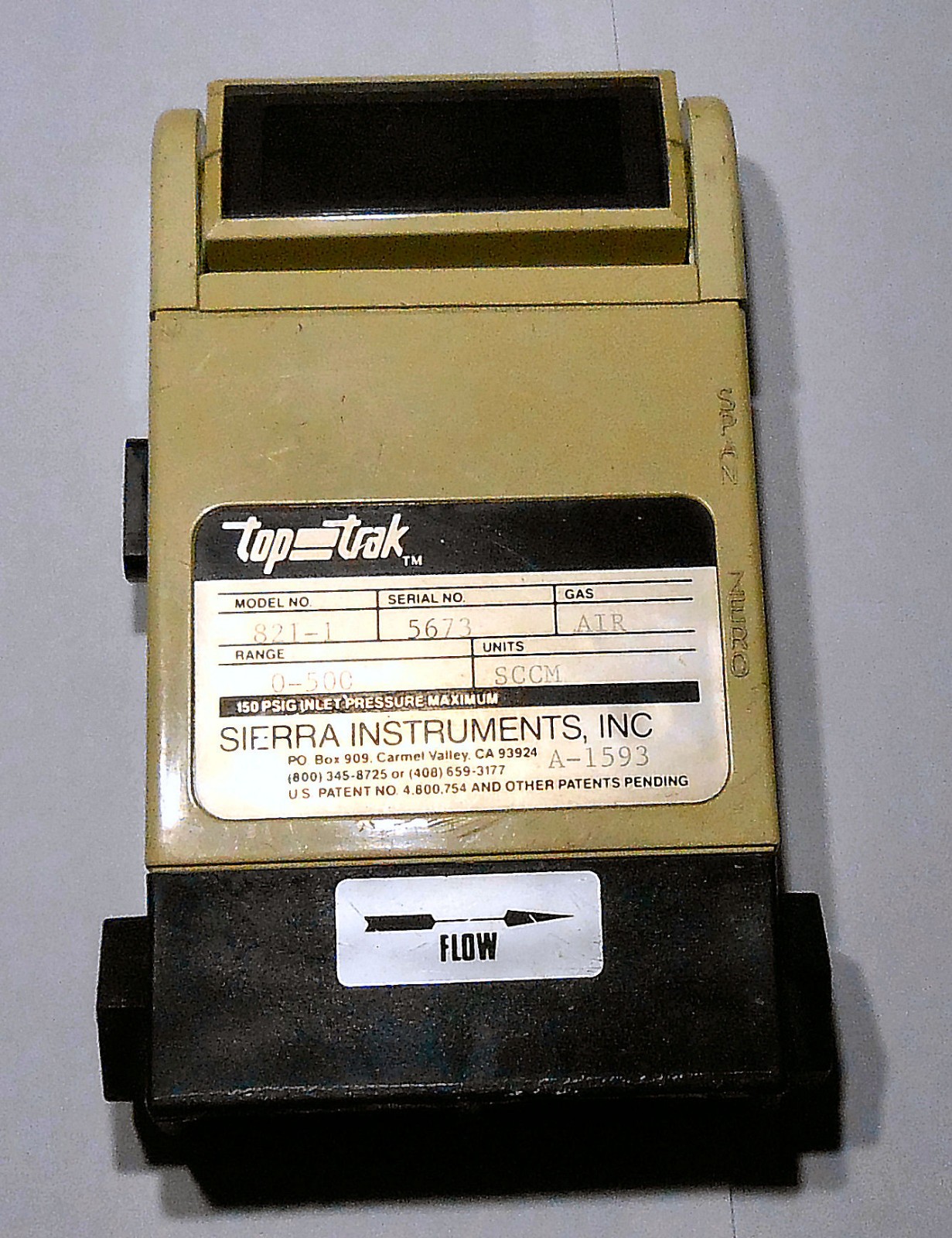 SIERRA INSTRUMENTS TOP-TRAK 821-1 Inline Digital Air Flow Meter