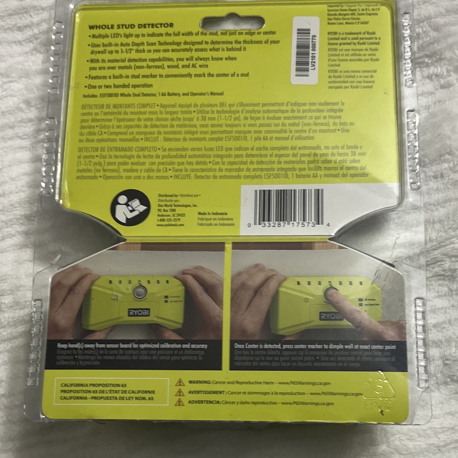 RYOBI ESF5001 Stud Finder Auto Depth Scan AC Detection Built-In Stud Marker