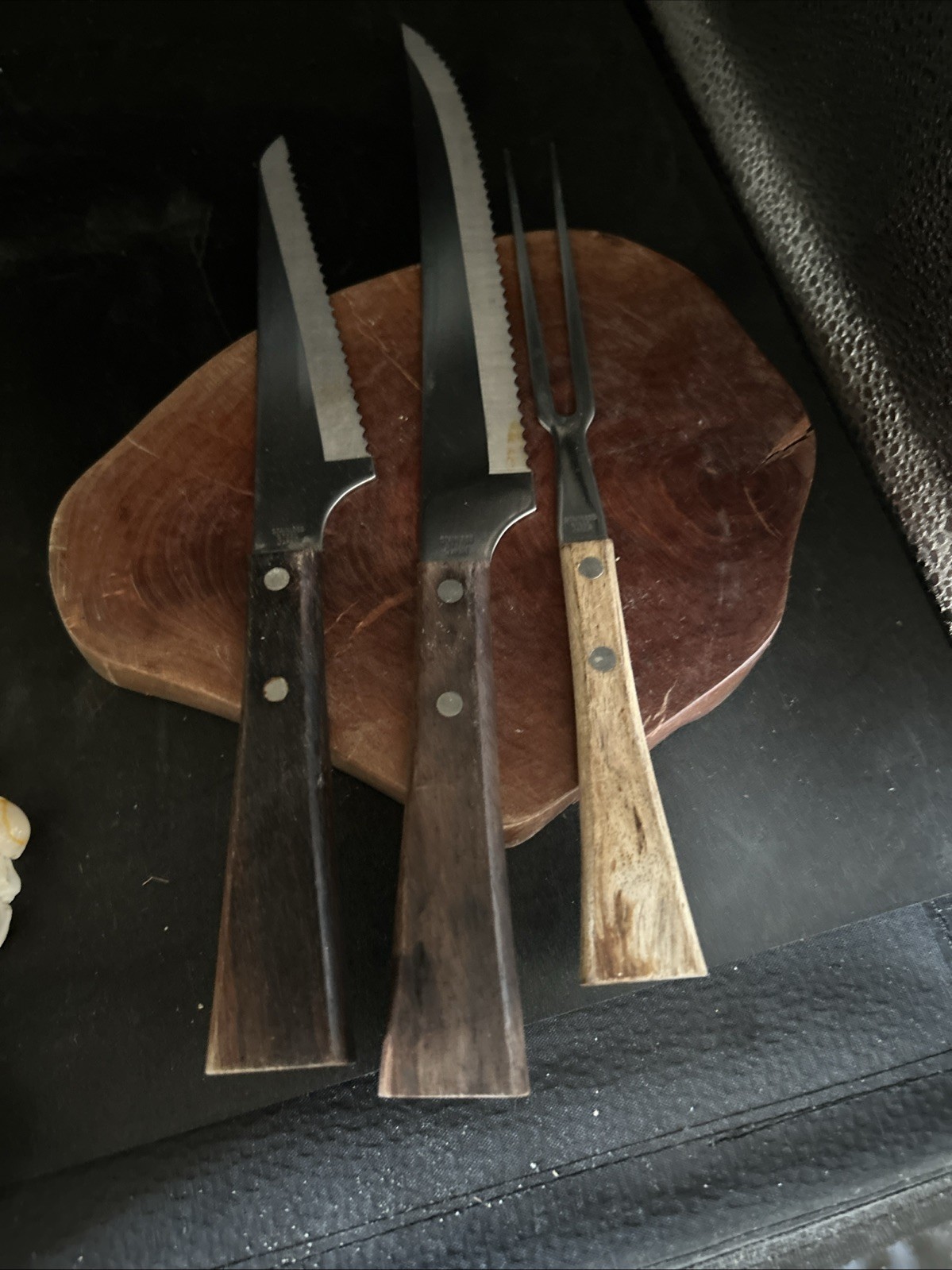 2 Knifes I Fork Mid Century Danish Design Stainless flat one side serrated