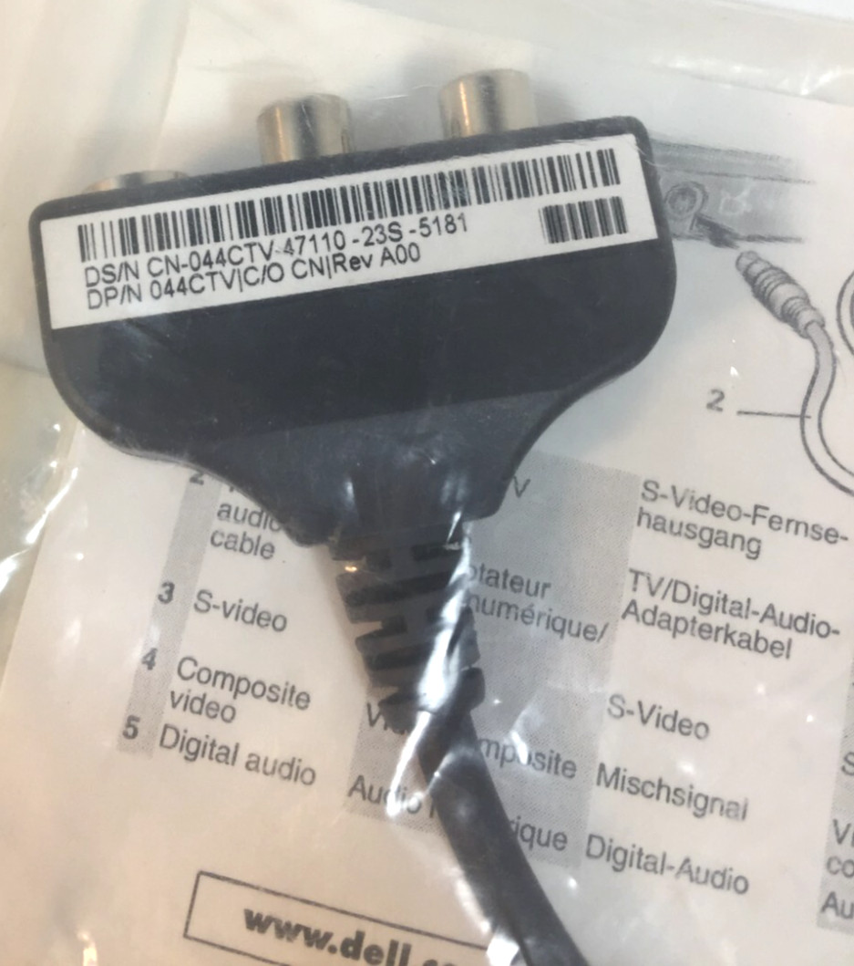 Dell S-Video Output Cable Adapter DPN 70TVD - NEW SEALED