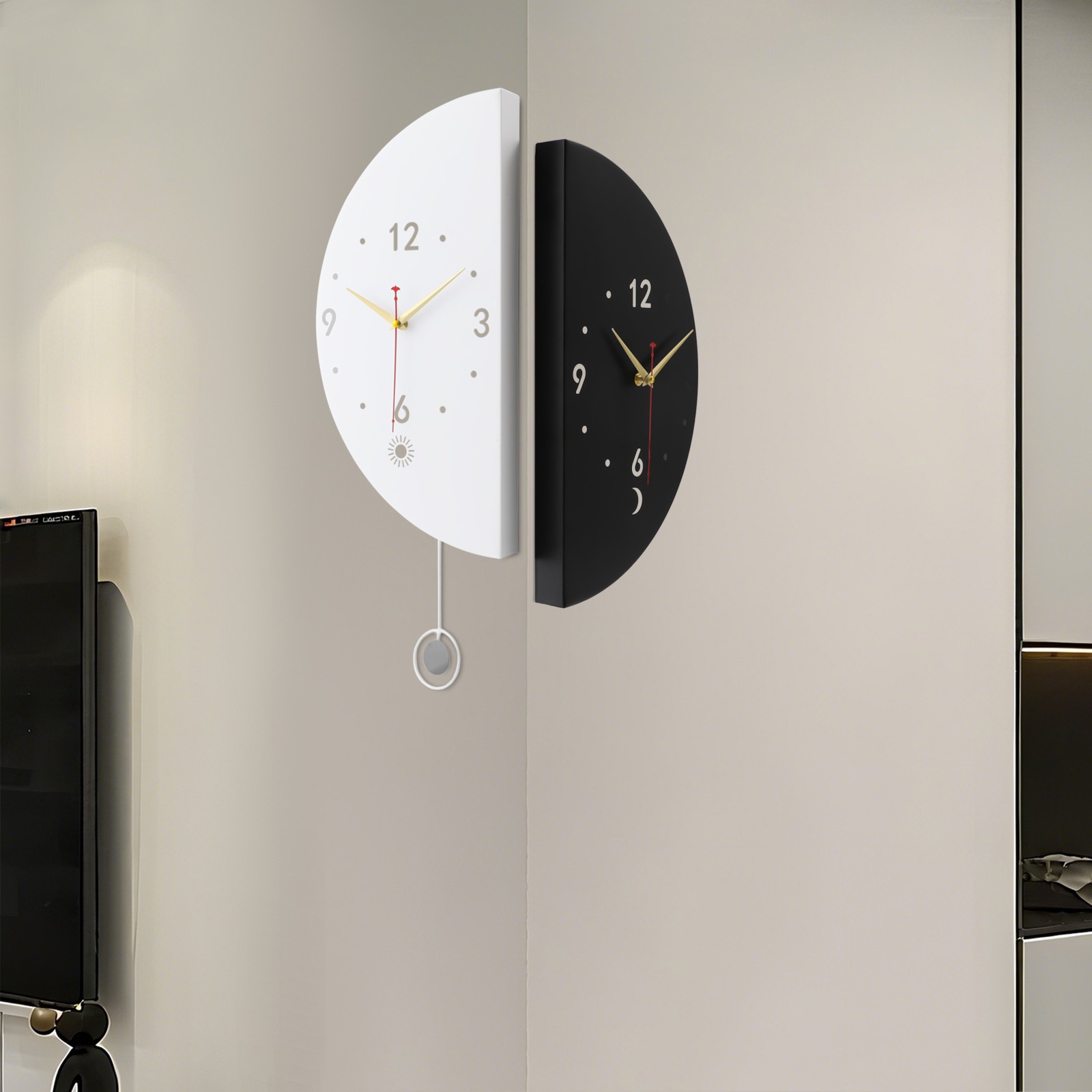 Wall Clock Decoration, Double-sided Corner Wall Clock, Modern Wall Clock