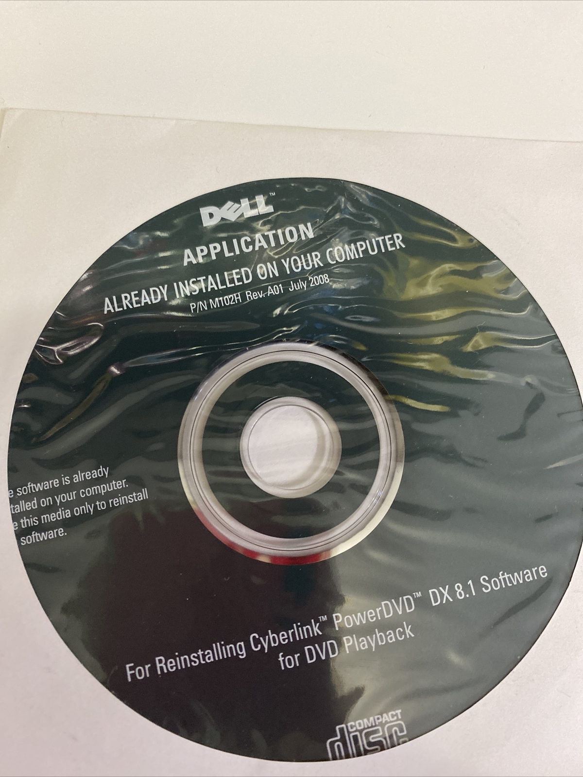 LN 2008 Dell Application Reinstalling Cyberlink Power DVD DX 8.1 Software M102H