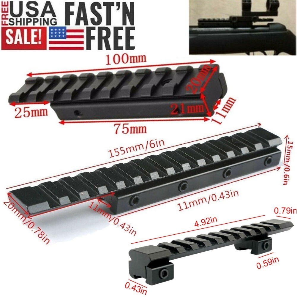 11mm to 20mm Rifle Scope Mount Dovetail Extend 20mm Picatinny Rail Adapter