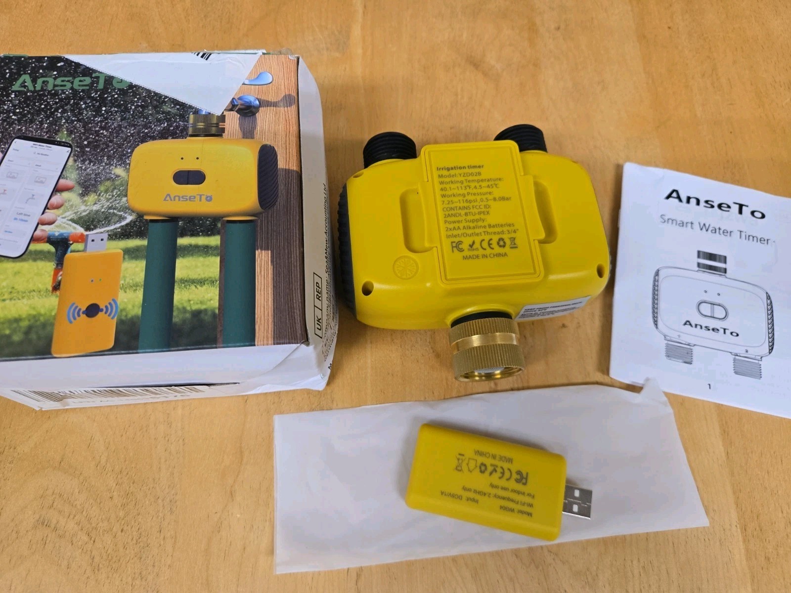 AnseTo WiFi Sprinkler Timer 2 Zone Brass Inlet Smart Water Timer Remote Control