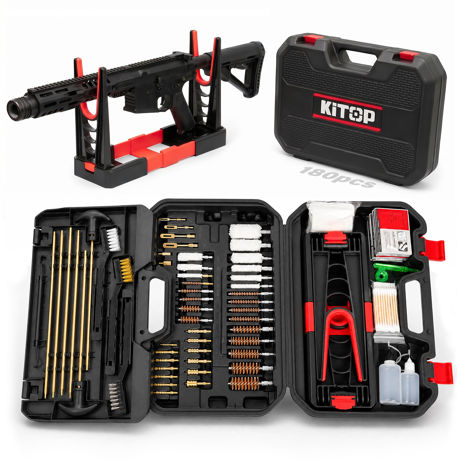 Universal Gun Cleaning Kit w/ Folding Stand for Rifle Pistol Shotgun Hard Carry