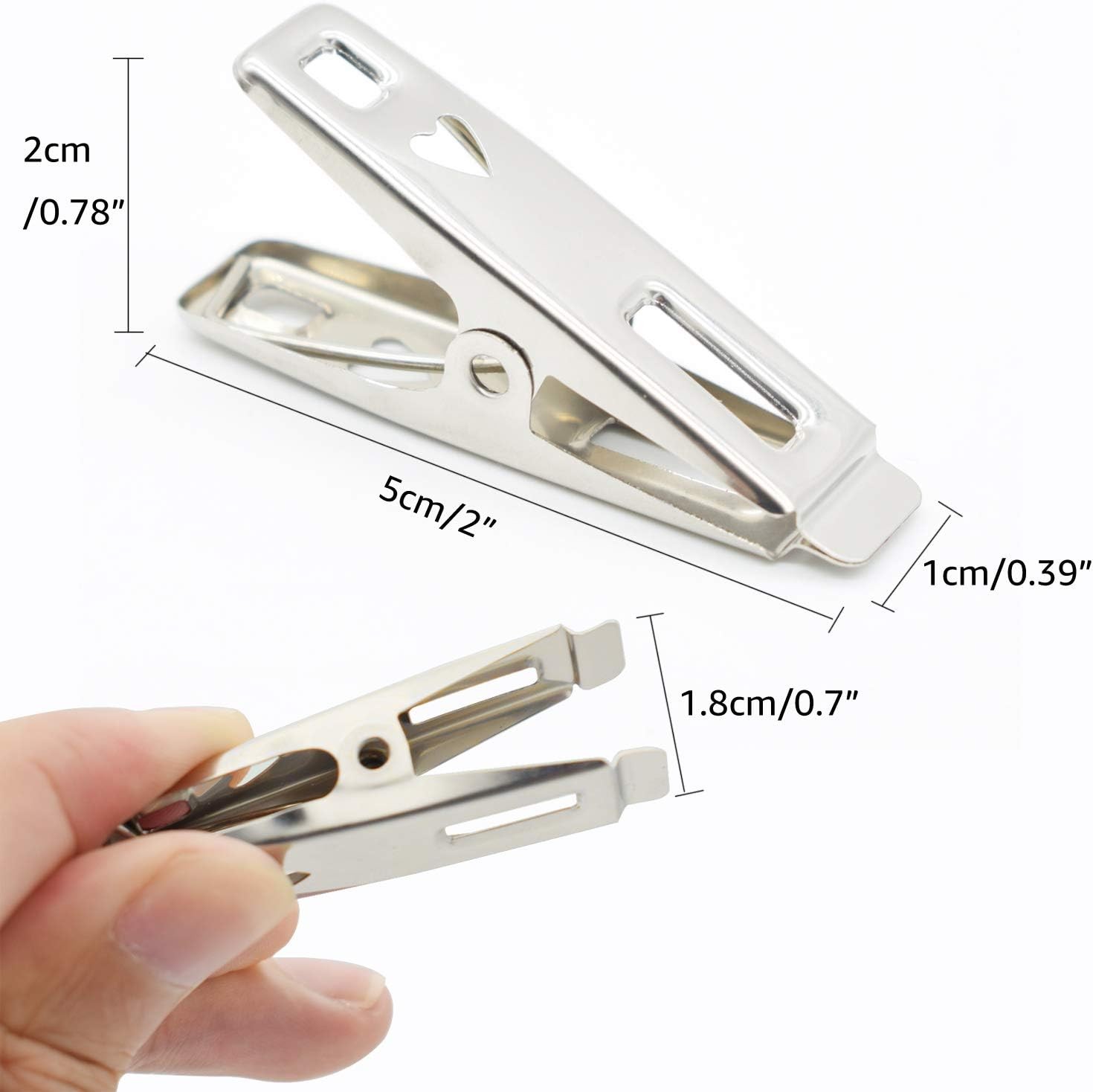 VIPbuy 60 PCS Strong Stainless Steel Clothes Pins Metal Laundry Clips Silver