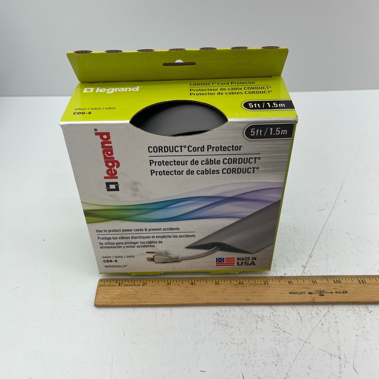 Legrand Corduct Cord Protector CDG-5 Gray Wiremold 5ft/1.5m Over Floor - NEW