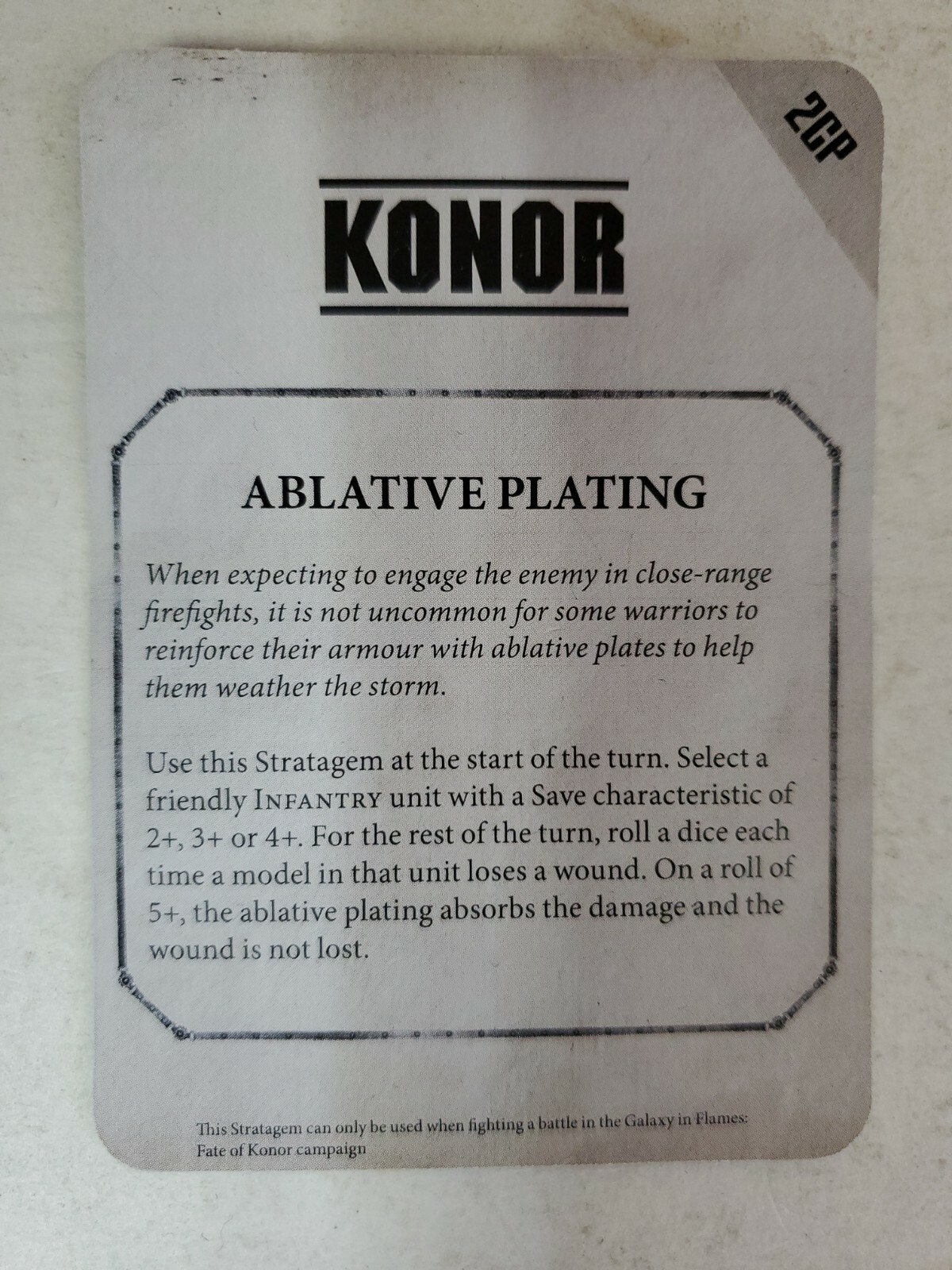 Warhammer 40k  Fate of Konor Stratagem Card Ablative Plating 10e1
