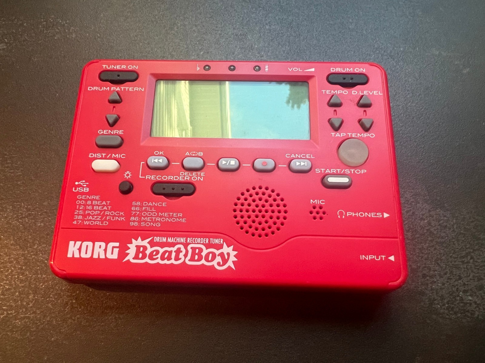 KORG BEAT BOY Drum Machine Recorder Tuner Samplers Red Recode Tuner Effector