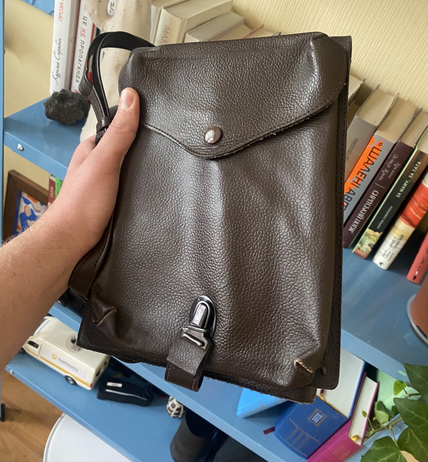 Vintage military Leather Bag 1978 Brown Military Satchel USSR
