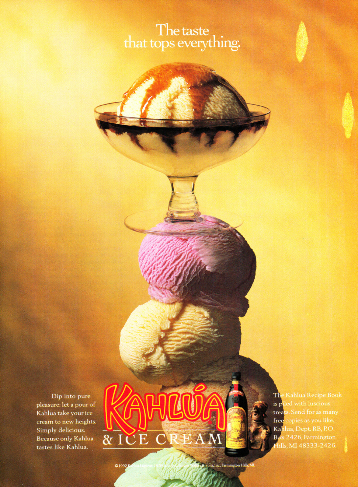 KAHLUA magazine AD #12 RARE 1992 OUT OF PRINT VINTAGE