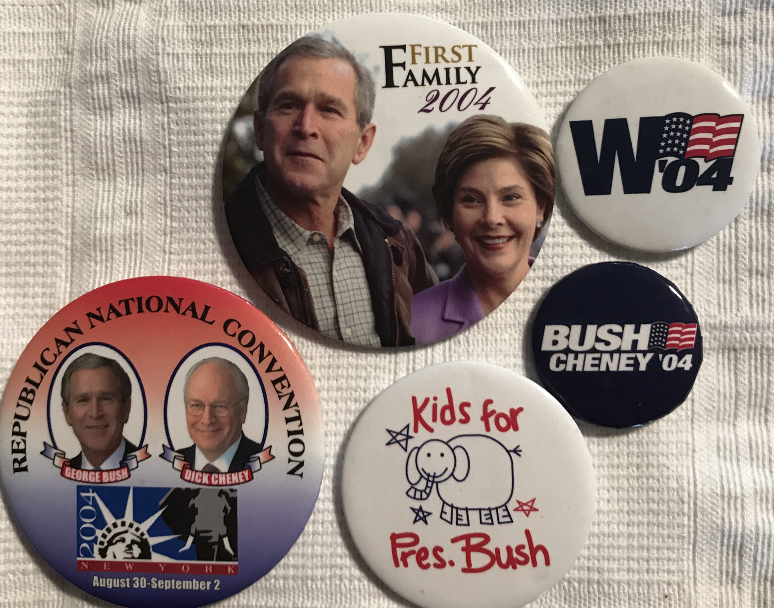 Collectible Political Pinback Buttons Set of 5 Pins Kids for  Bush First Family