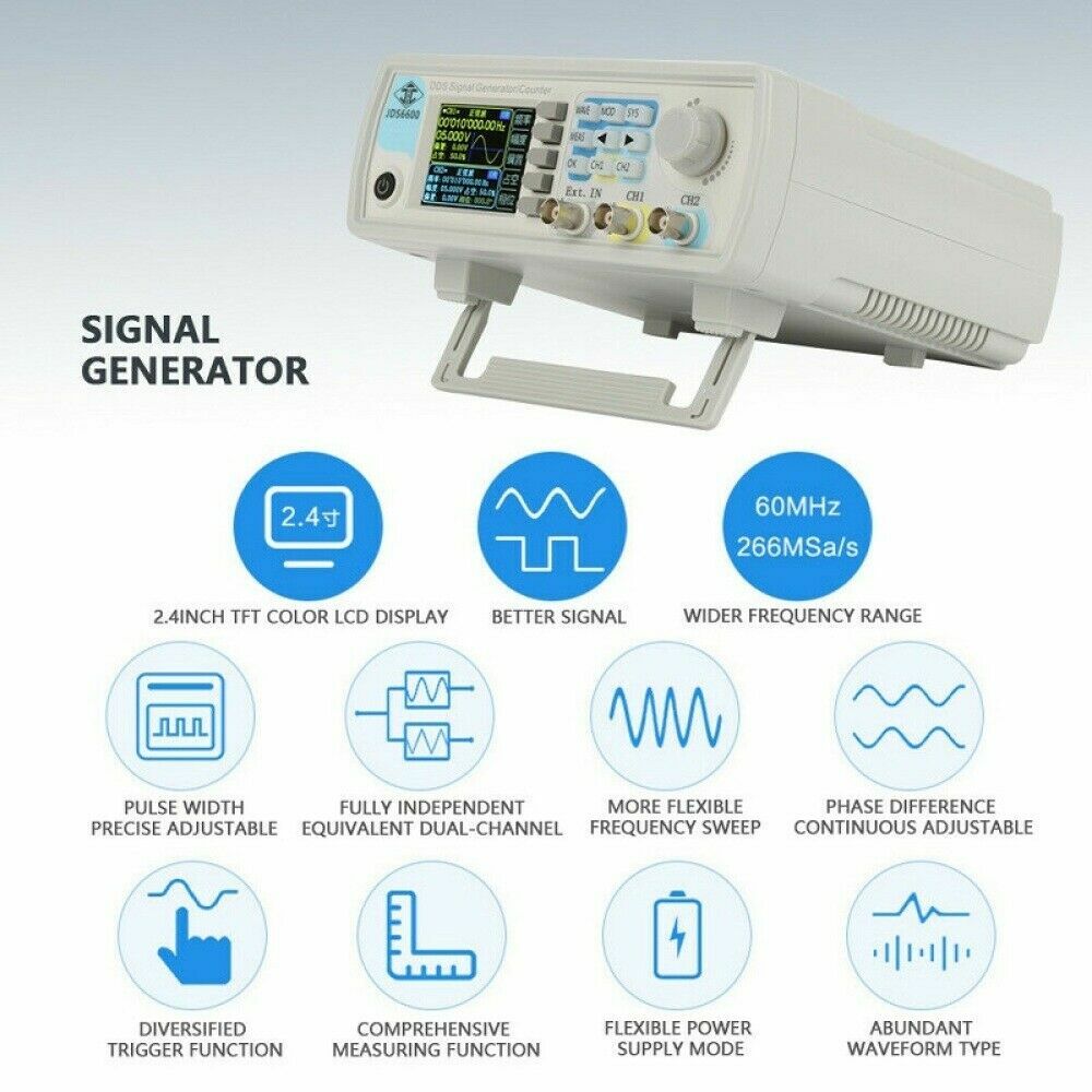 JDS6600 60MHz Signal Generator Dual Channel DDS Function Waveform 2.4" Display
