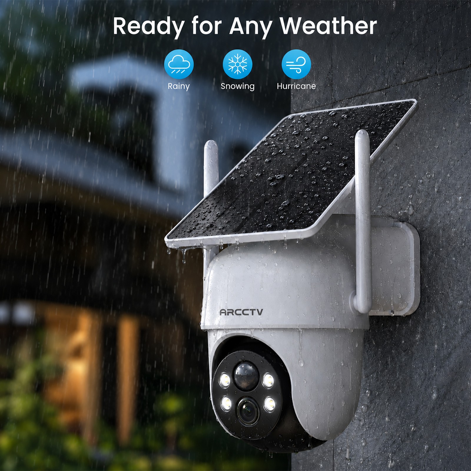 ARCCTV Wireless Security Camera System Outdoor WiFi Audio Solar Battery Powered