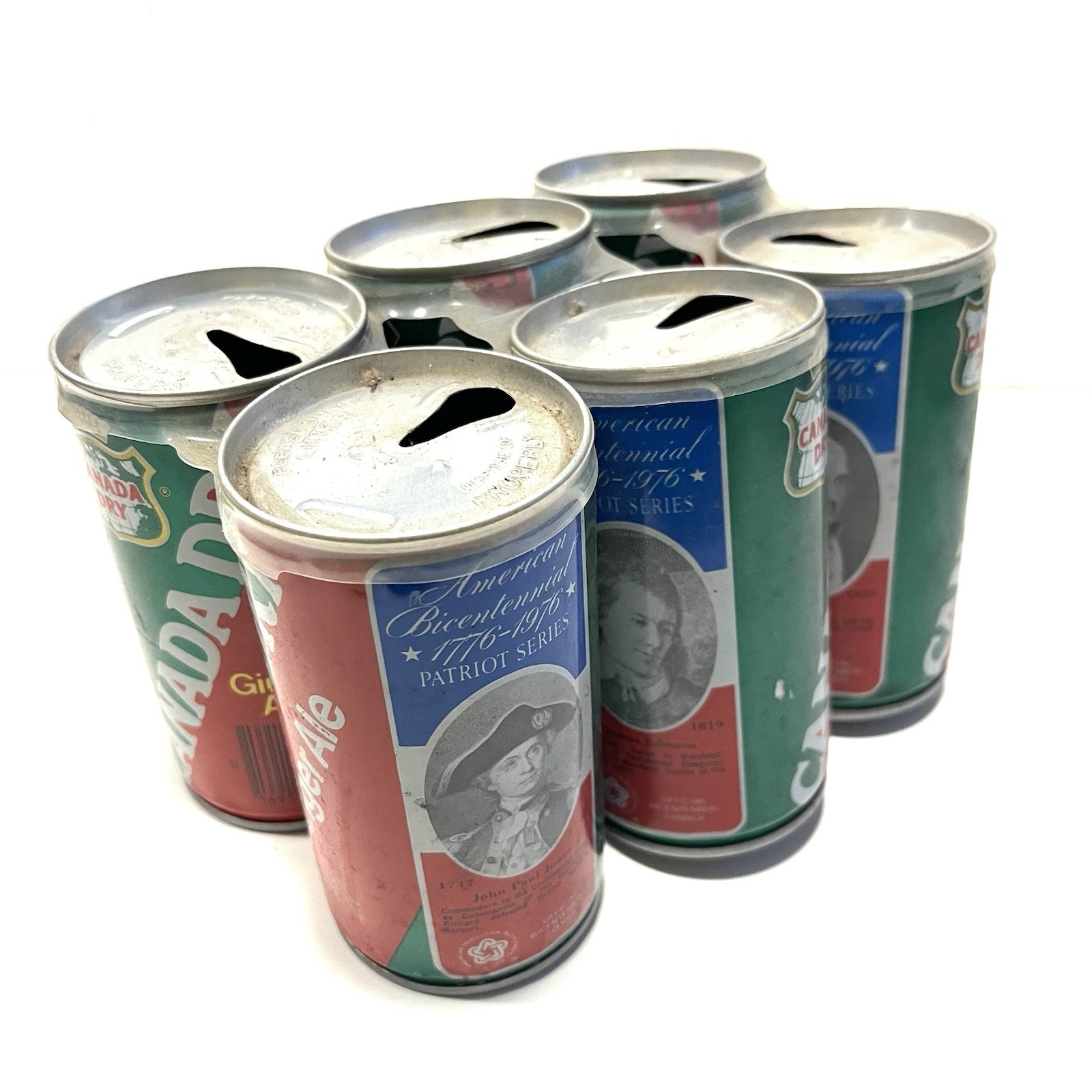 Lot Of 6 VINTAGE Canada Dry SODA POP CANS Bicentennial Patriot Series President