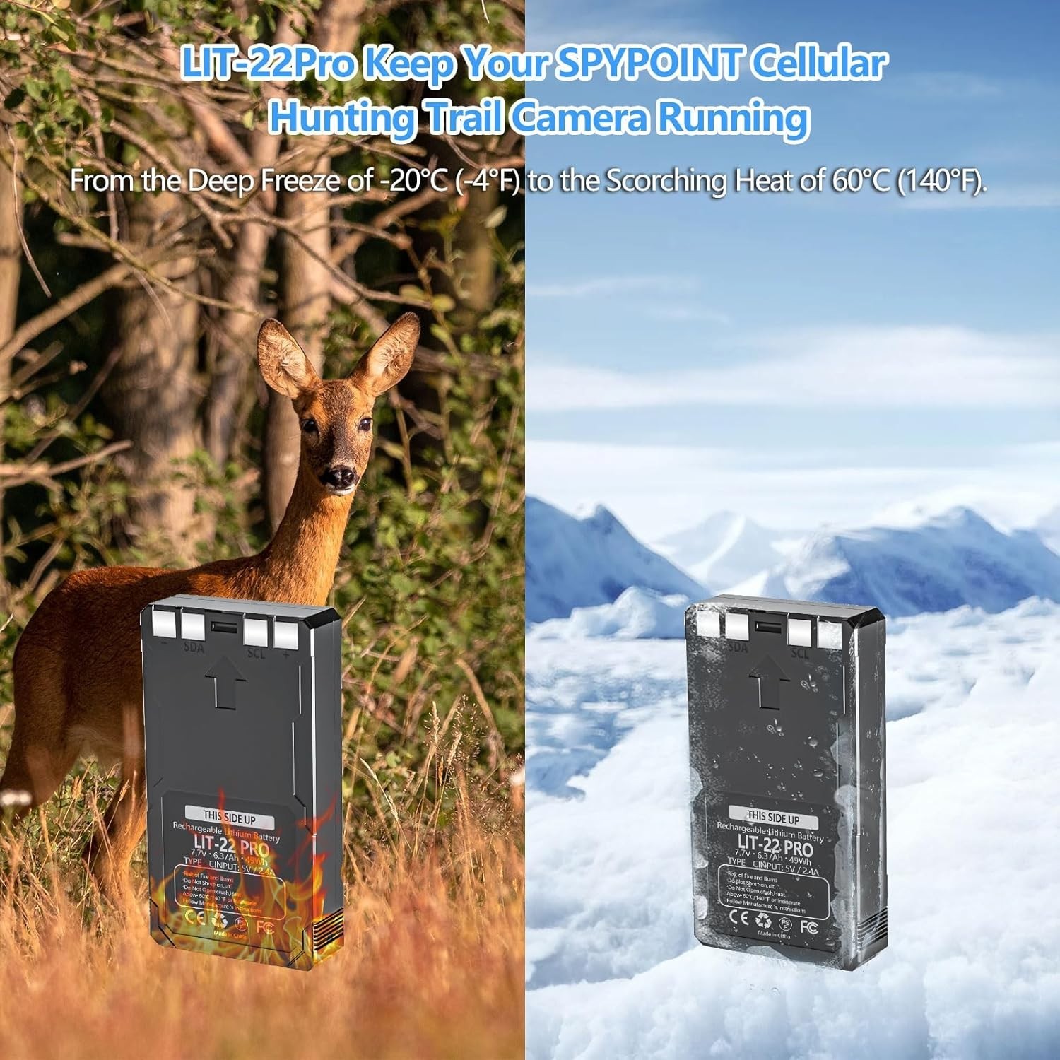 2PACK Rechargeable LIT-22 Battery Replacement For Trail Camera Flex-M Flex G-36
