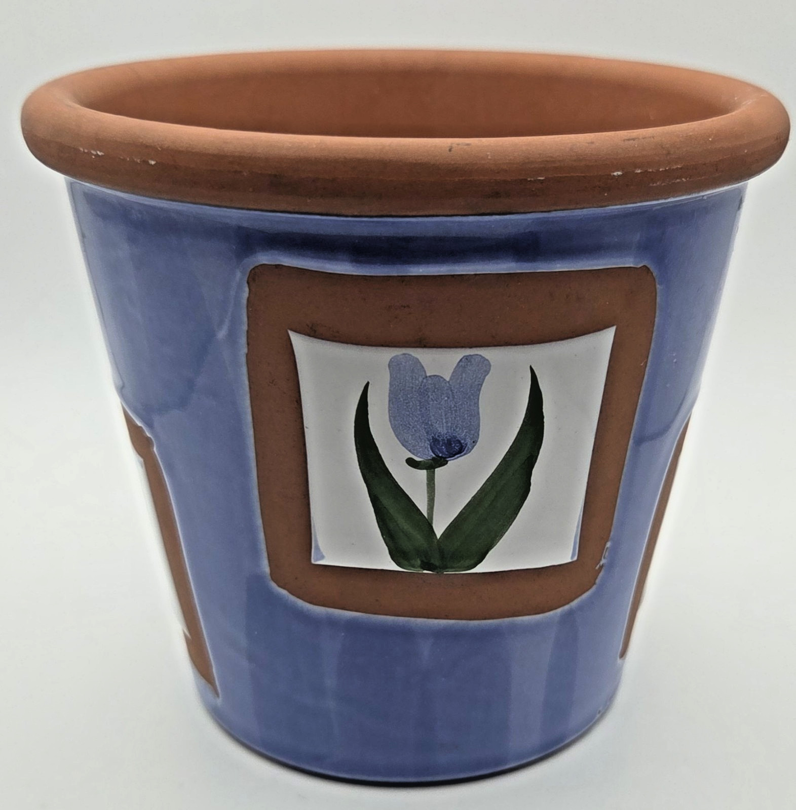Countryman Ceramics Floral Planter Made In Portugal 4.5"H X 5"Dia
