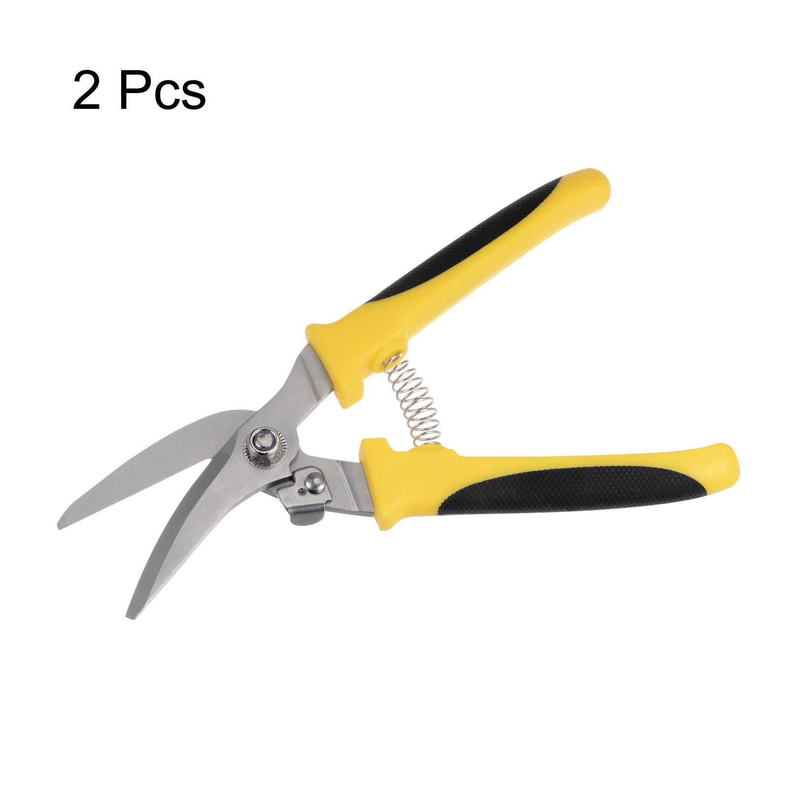2pcs 8" Curved Industrial Scissors with Black Yellow Handle