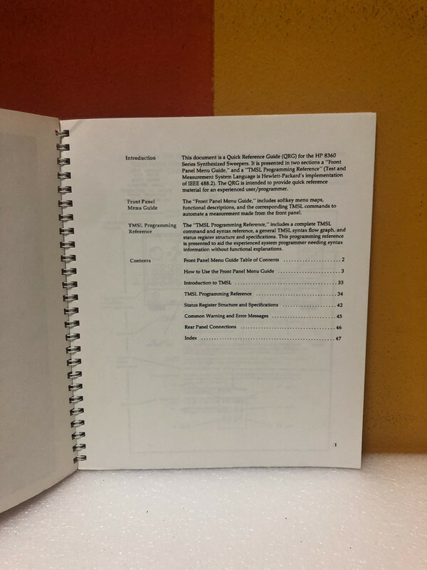 HP 8360 Series Synthesized Sweepers Quick Reference Guide