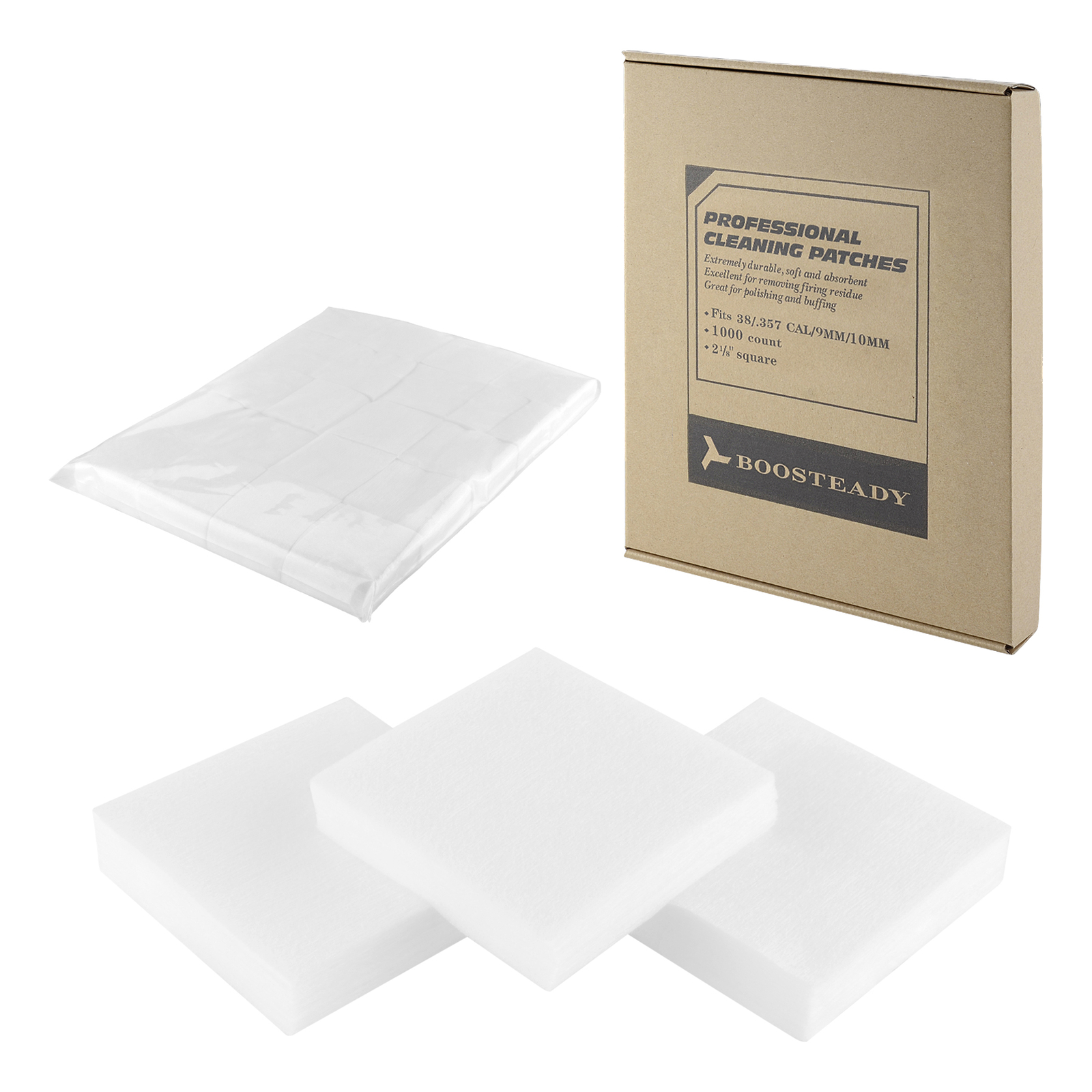 Pack of 1000 2.12�� x 2.12�� Square Gun Cleaning Patches Professional with Box