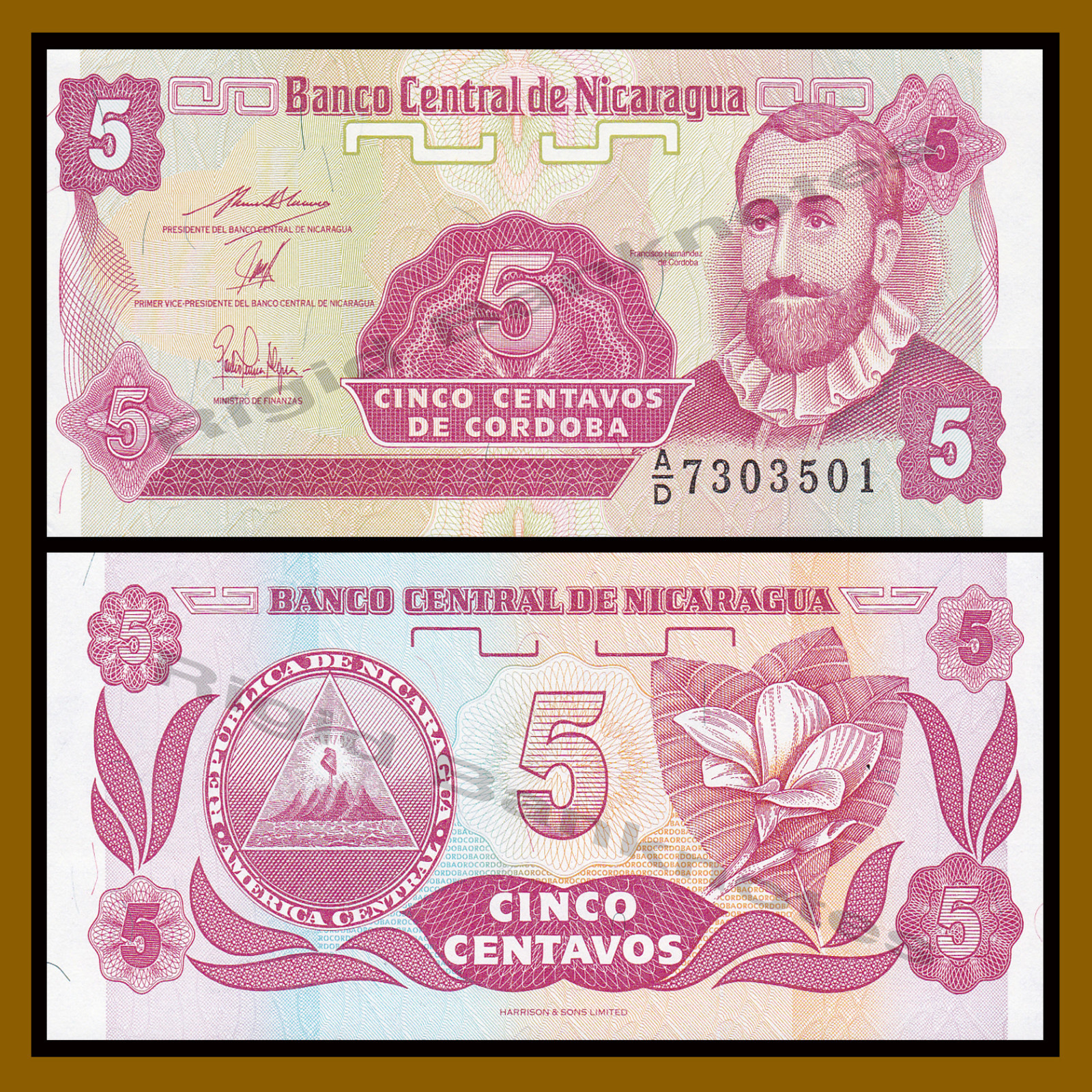 Nicaragua 5 Centavos, 1991 P-168 Unc