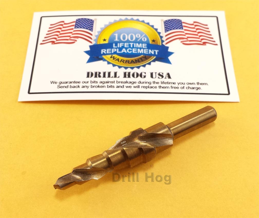 3/16"-1/2 Step Drill Bit Cobalt M42 Spiral Flute Drill Hog® Lifetime Warranty
