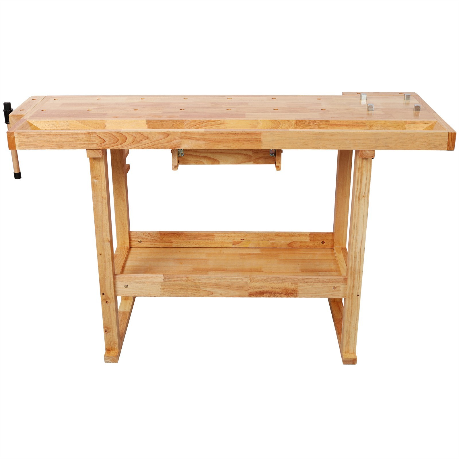 55" Wood Workbench Adjustable Handle 300Lbs Capacity with Storage Heavy Duty