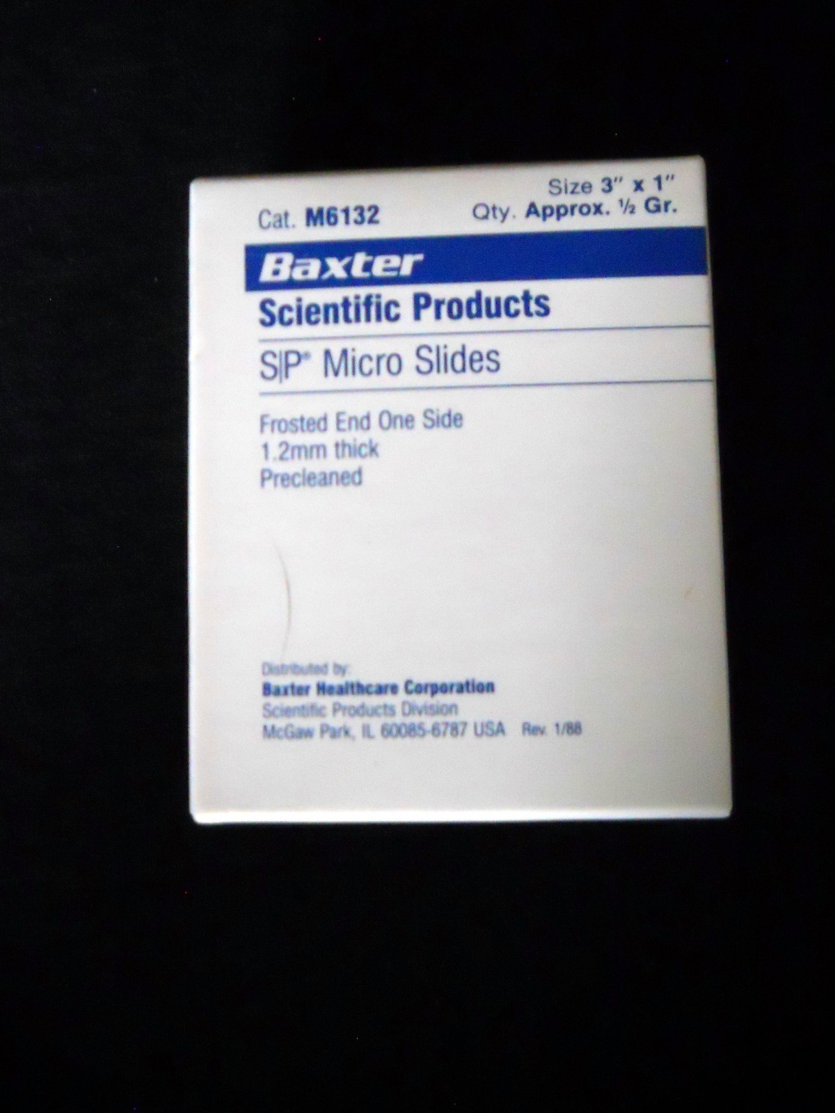 (55) Baxter S/P Precleaned 3" x 1" x 1.2mm Micro Slides, Frosted One End, M6132