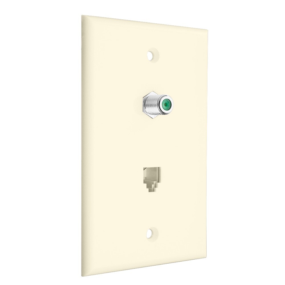 Construct Pro™ 3Ghz F-81 Connector & Phone Jack Wall Plate (Light Almond)
