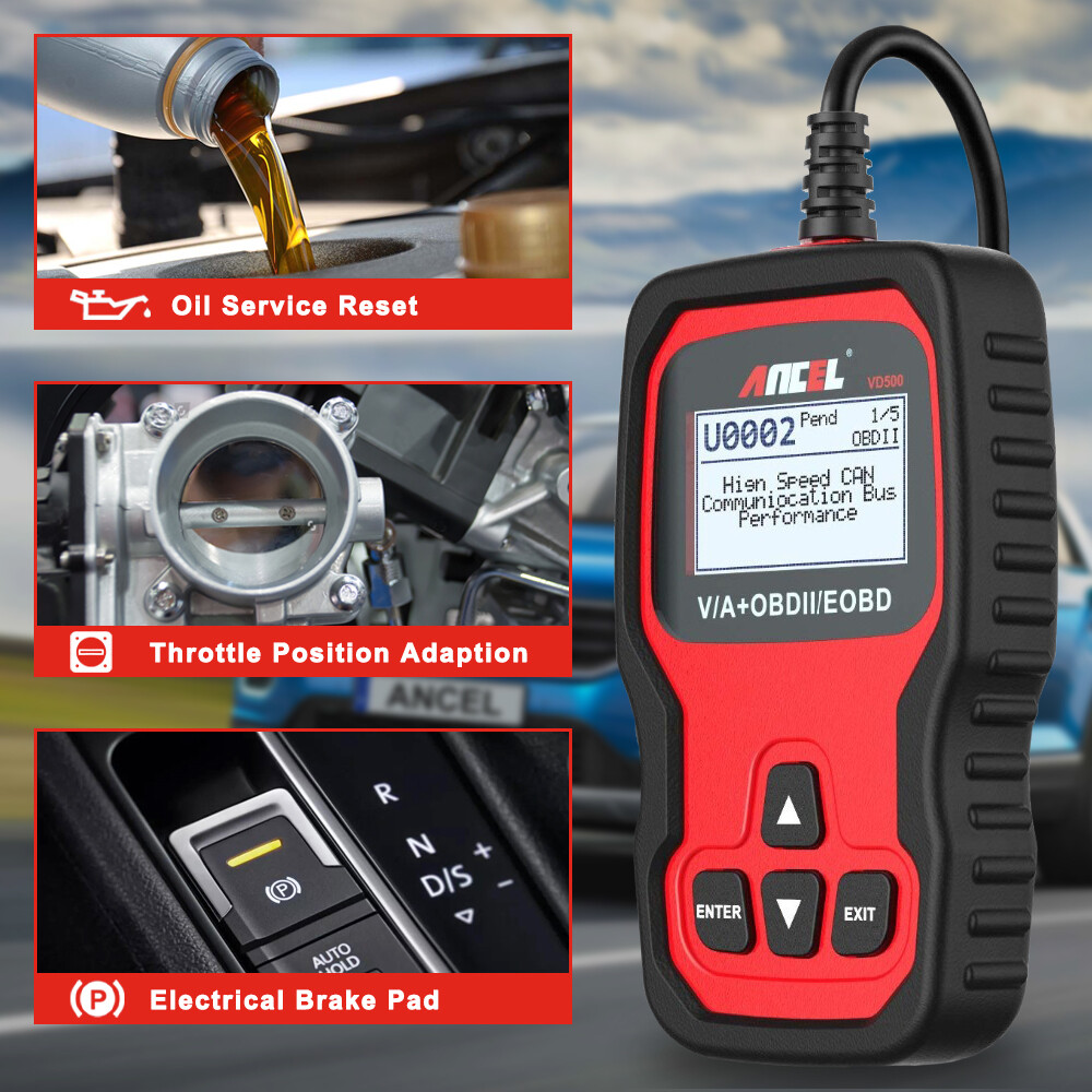 Ancel VD500 Car OBD2 Code Reader All System EPB ABS Oil Diagnostic Scanner Tool