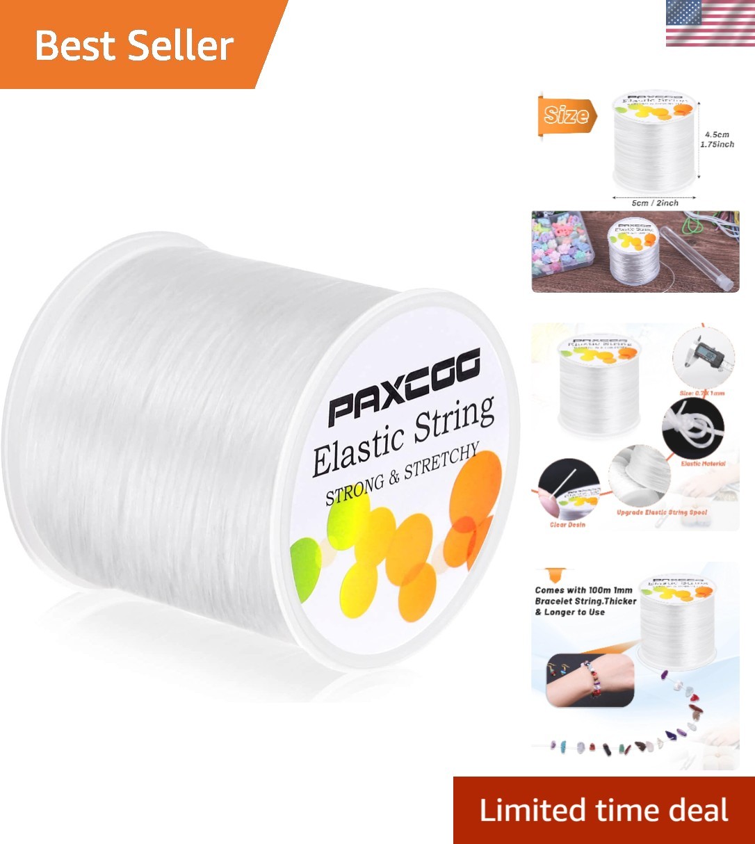 Brand New 1mm White Elastic Bracelet String Cord for Jewelry Making