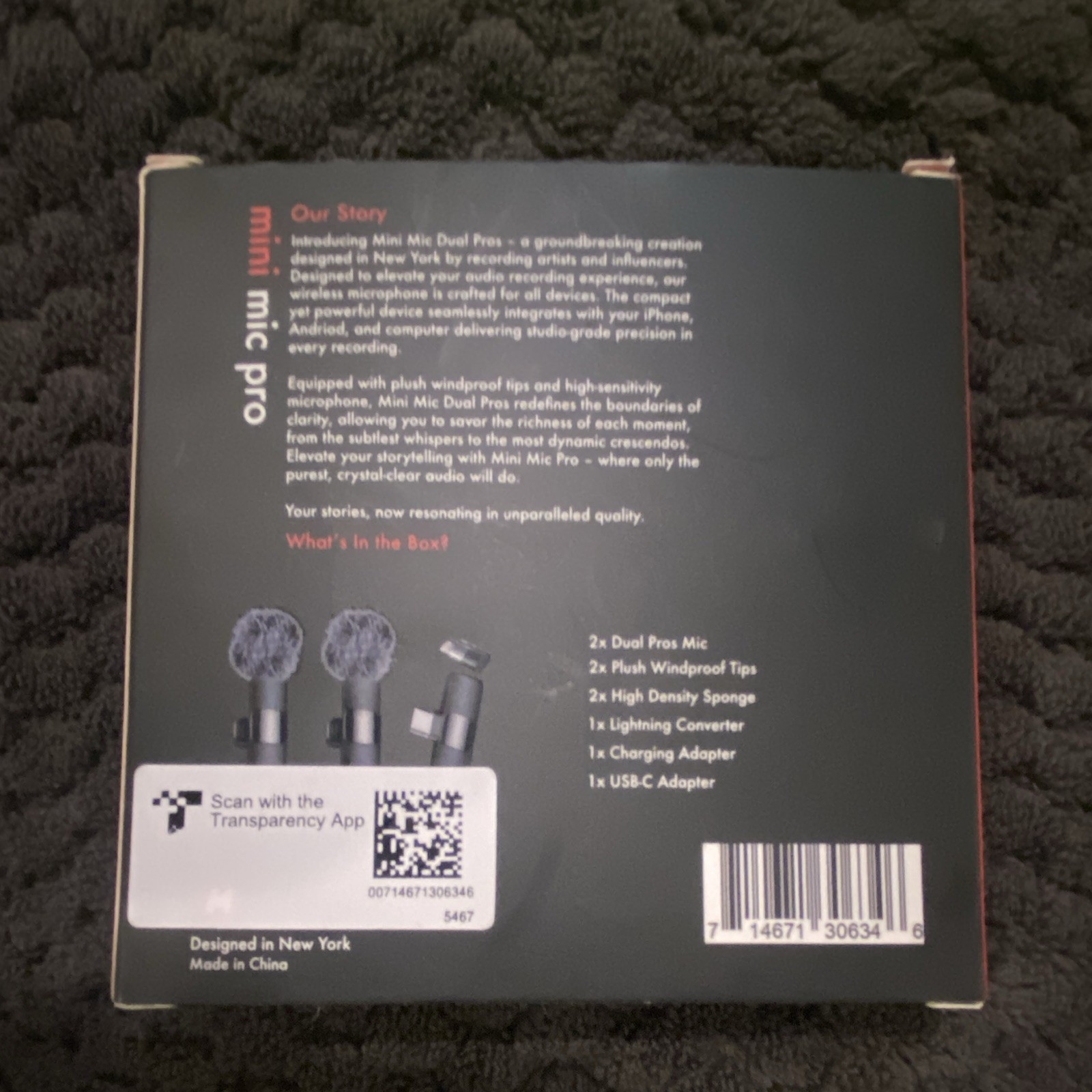 mini mic pro Dual Pros Clip-On Mic USB-C/Lightning Omnidirectional Black