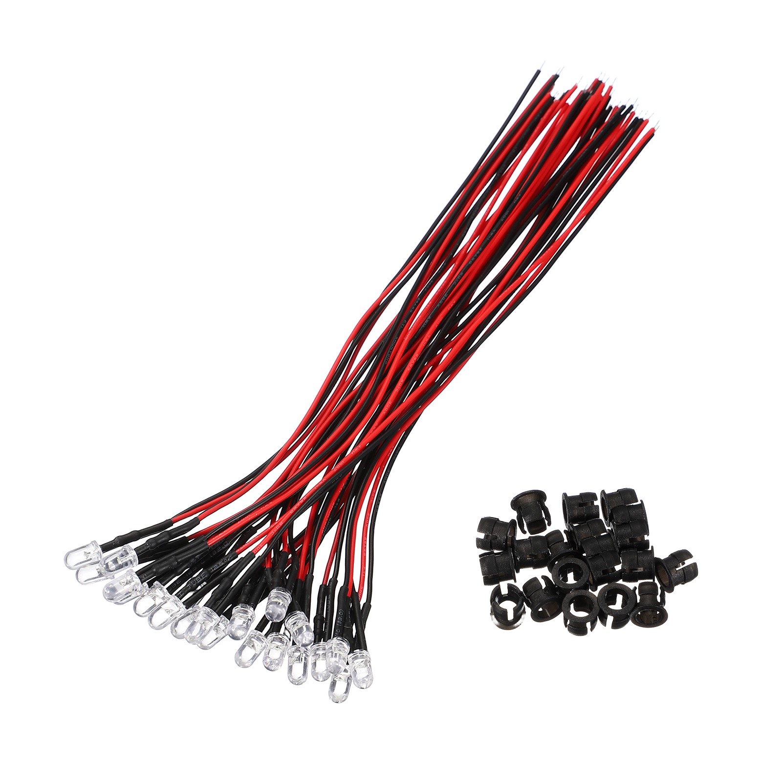 20 Pcs 5mm 4.5-6V LED Light Diodes with 20 Pcs F5 Holder Emerald Green