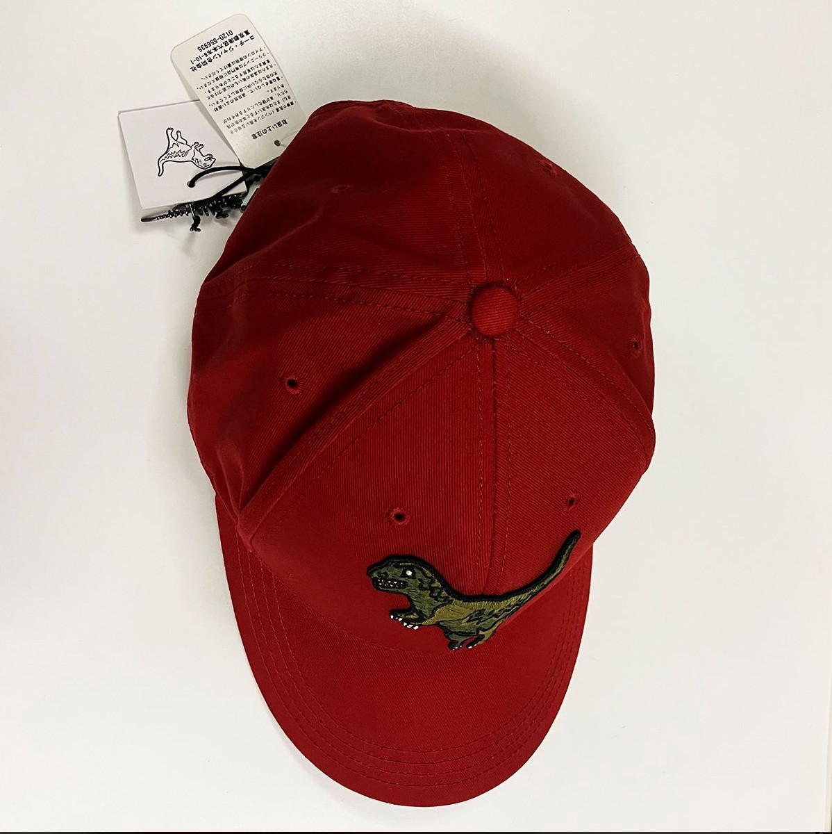 COACH Rexy Dinosaur Red Cap Hat w/ Rexy Charm Cotton Leather Trim Unisex Japan