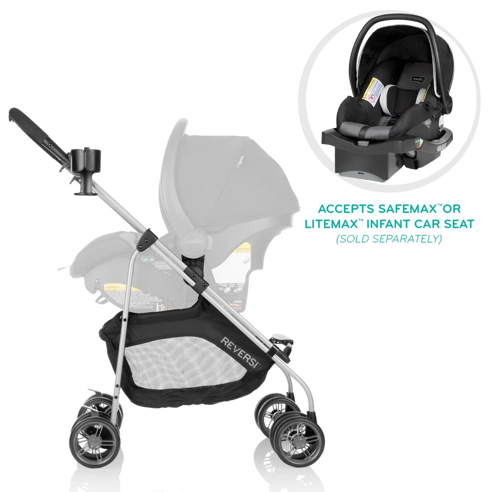 Lightweight Reversible Stroller Modular Travel System One-Handed Fold Storage US