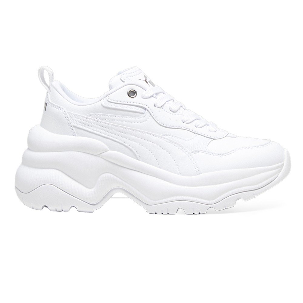 PUMA Cilia Perforated Lace Up Wedge  Womens White Sneakers Casual Shoes 39391502