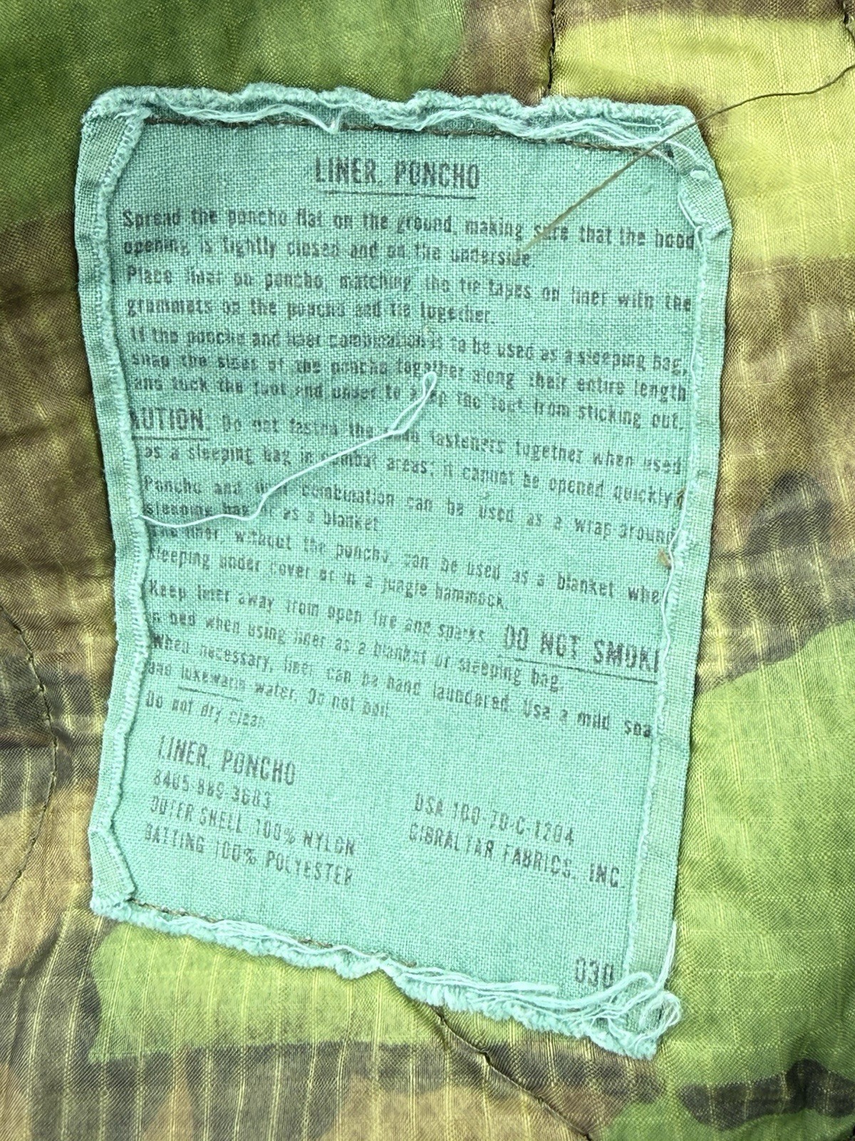 Vietnam War Era 1970 ERDL Poncho Liner