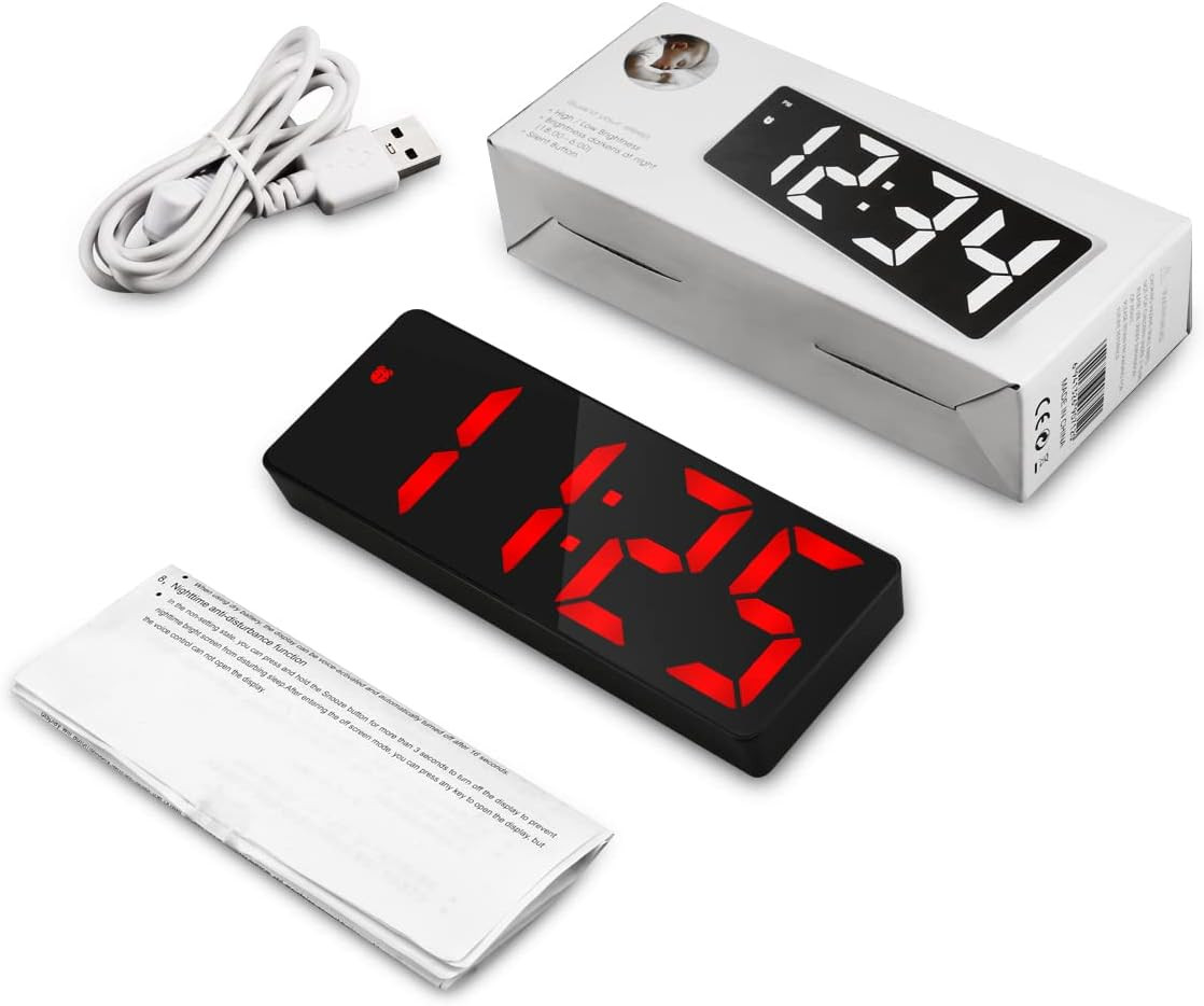 Sharp Electric Digital Alarm Clock LED Large Display Battery Backup Snooze
