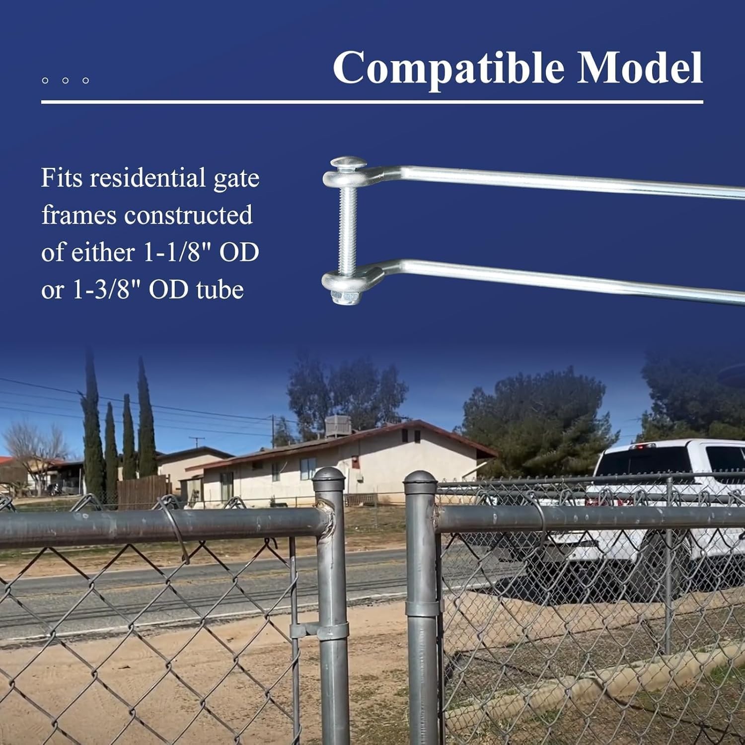 Rust-Resistant Overthrow Wire Arm Gate Latch for 1-1/8” & 1-3/8” Frames - 2PC