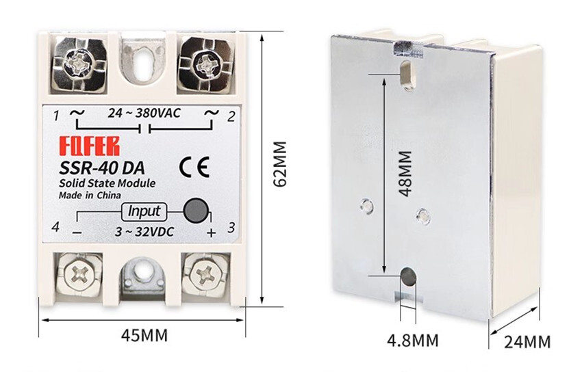 FQFER Single-phase Solid State Relay SSR-60DA 60A DC Control AC