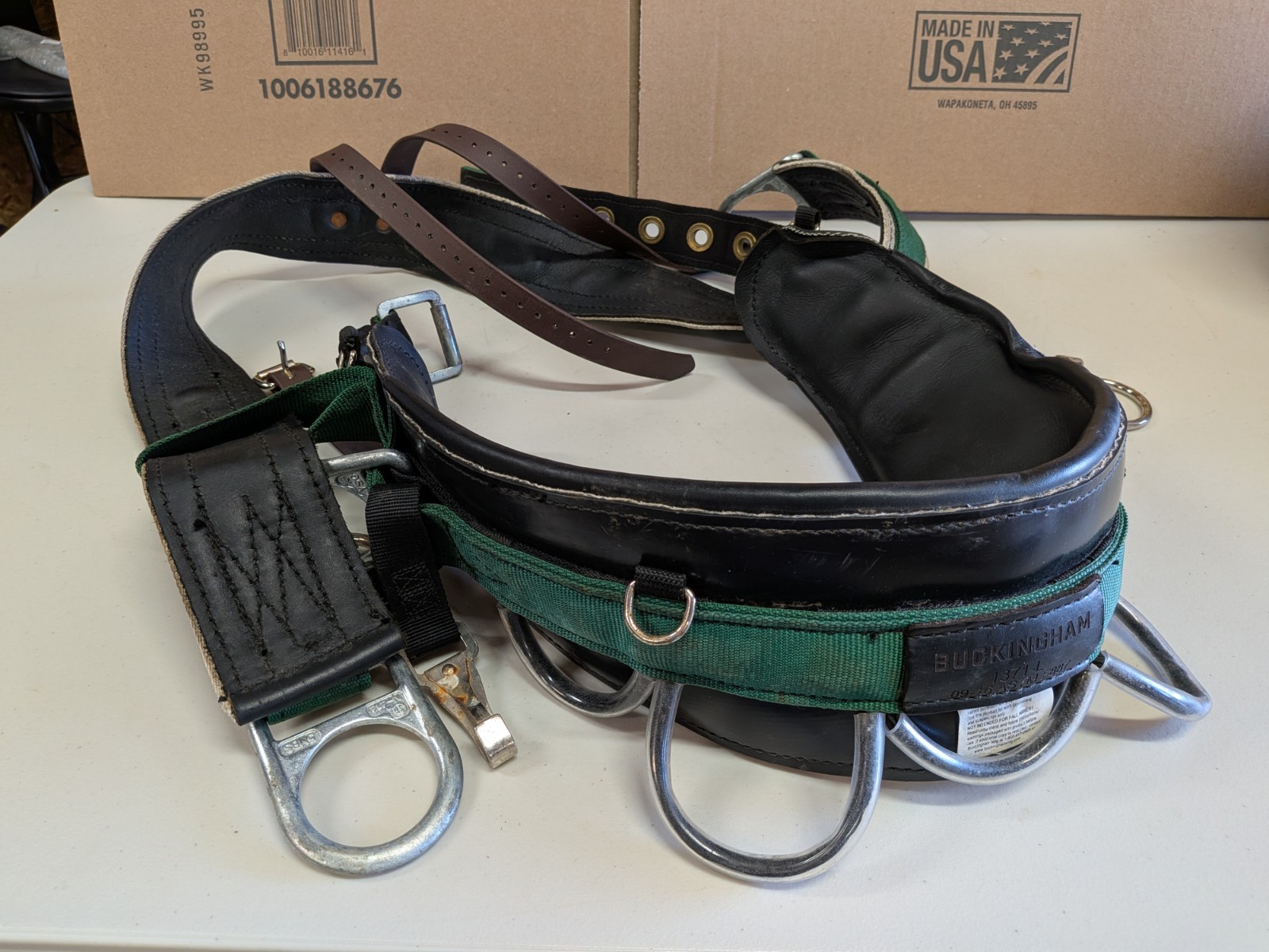 Buckingham Saddle 1371-L Climbing Belt Tree Pole Harness Safety Electrician